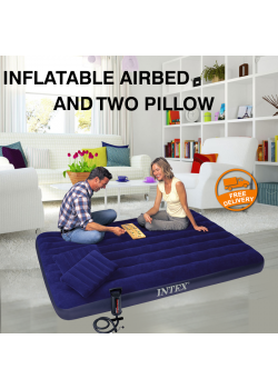 Intex Inflatable Airbed And High Output Air Pump With Inflatable Two Pillow, 68765NP